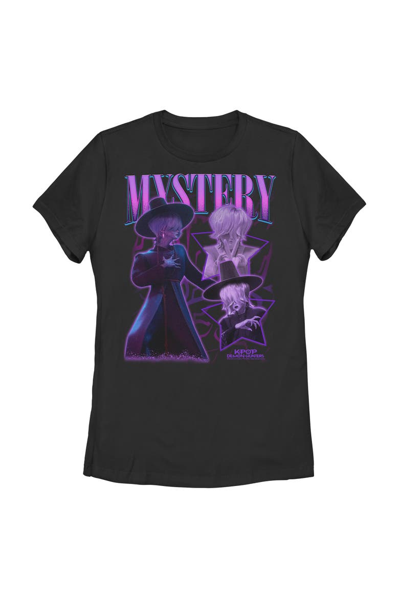 Women's KPop Demon Hunters Mystery Saja Collage  Graphic T-Shirt, Main, color, Black