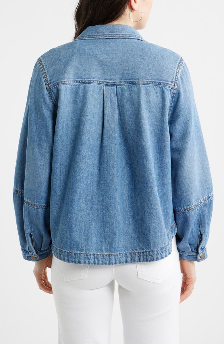 Caslon<sup>®</sup> Balloon Sleeve Denim Jacket, Alternate, color, Medium Wash