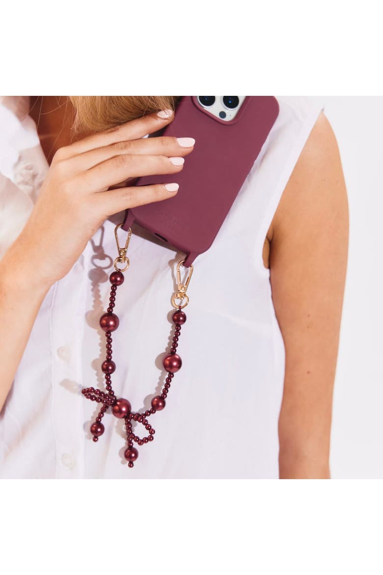 Burgundy Bow Phone Wristlet Set, Alternate, color, Burgundy