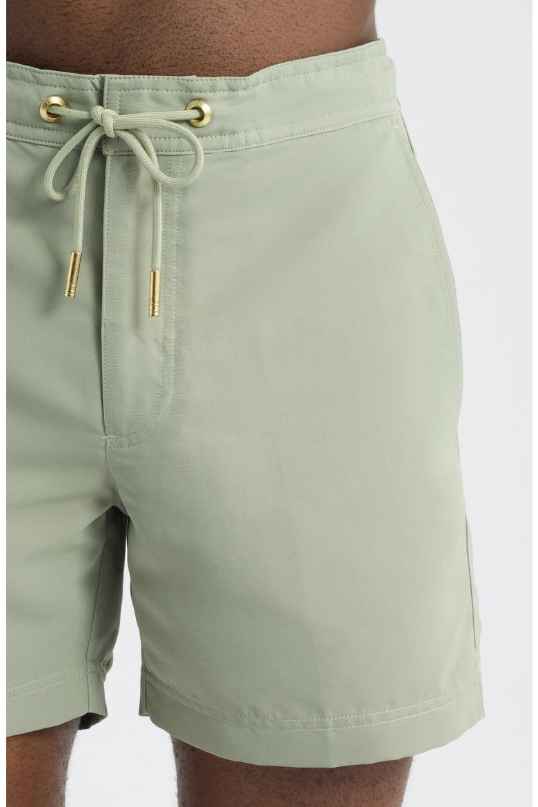 Oceano Solid Drawstring Swim Trunks, Alternate, color, SAGE
