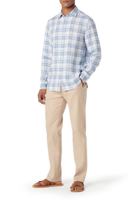 Bugatchi Julian Shaped Fit Linen Button-up Shirt In Classic Blue