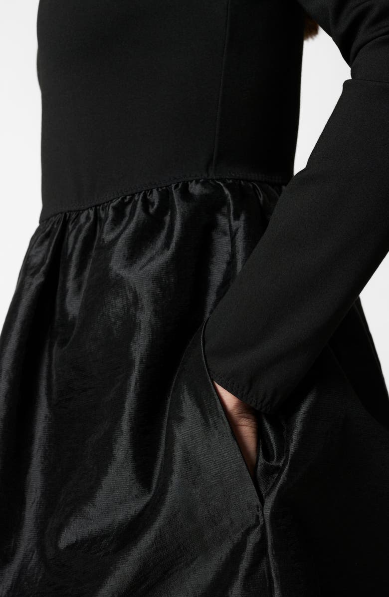 & Other Stories Long Sleeve A-Line Midi Dress, Alternate, color, Black Dark