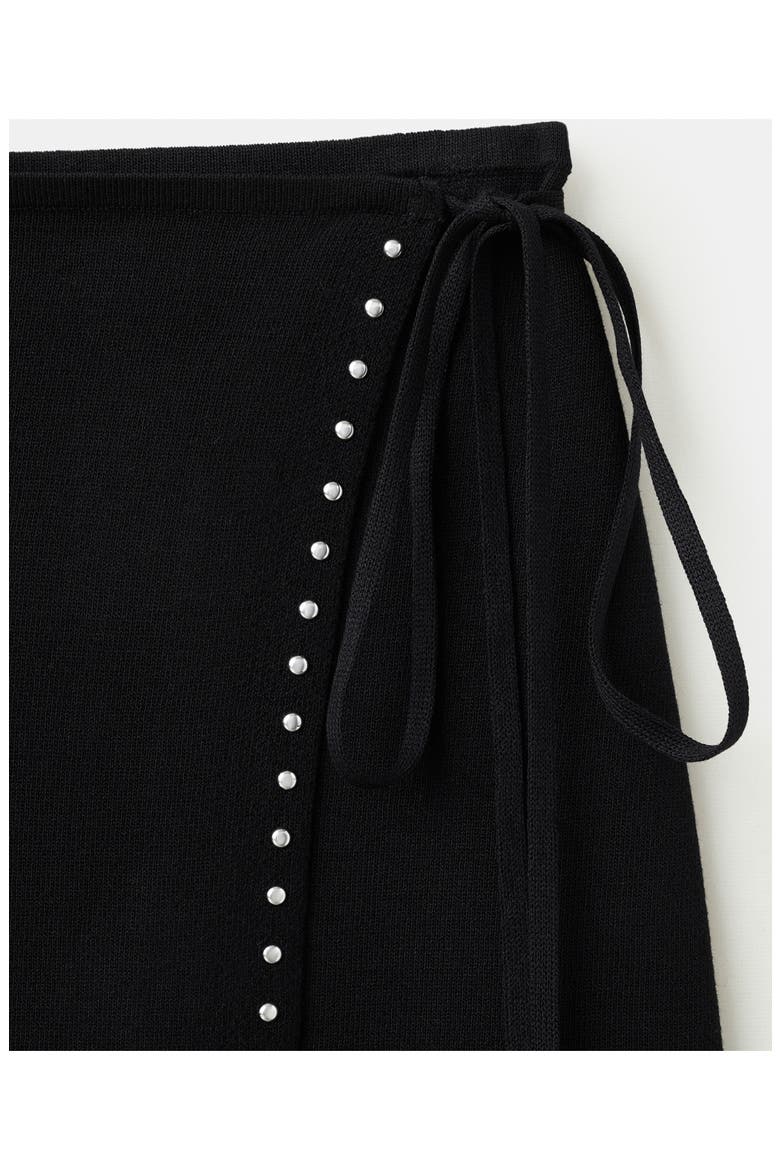 Studded Knit Wrap Miniskirt, Alternate, color, BLACK