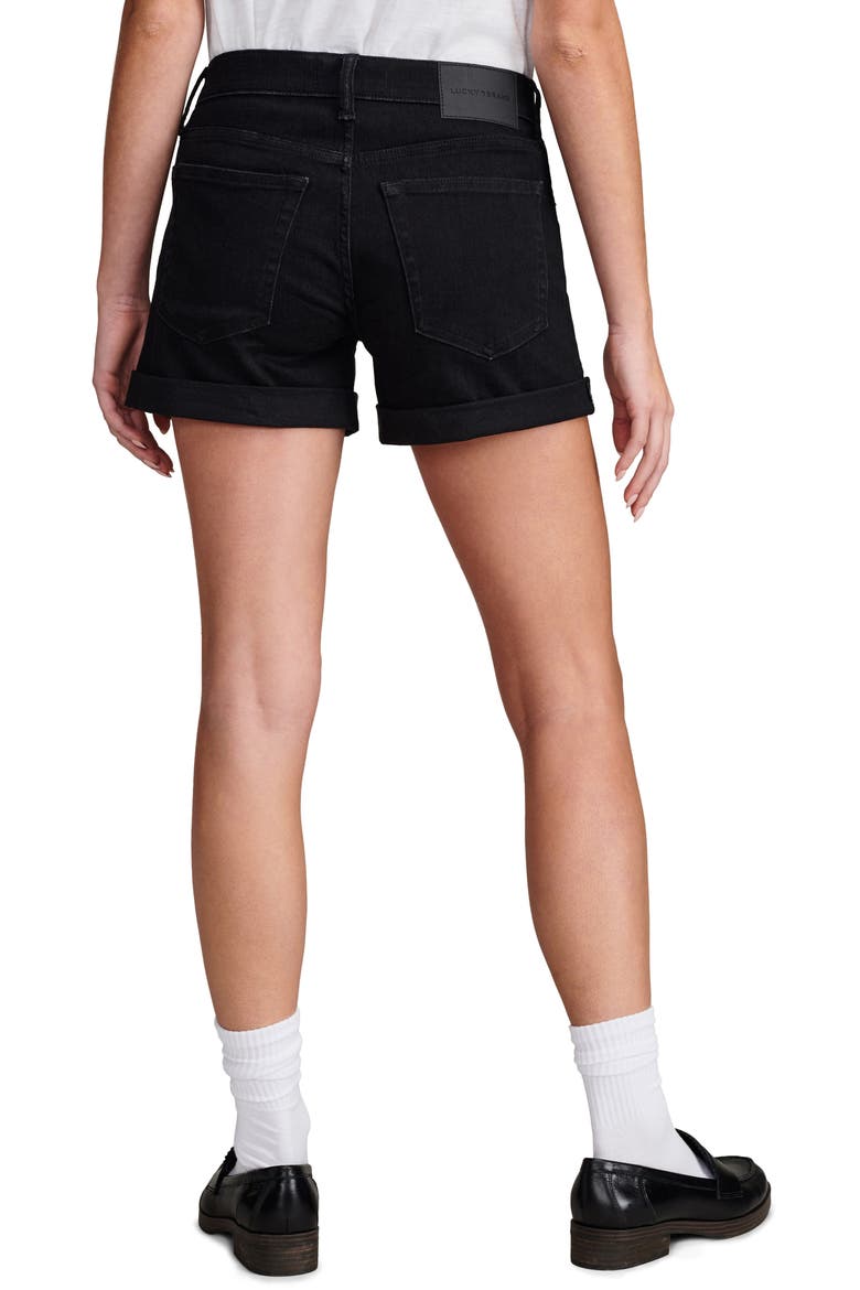 Ava Cuffed Denim Shorts, Alternate, color, CLEAN BLACK