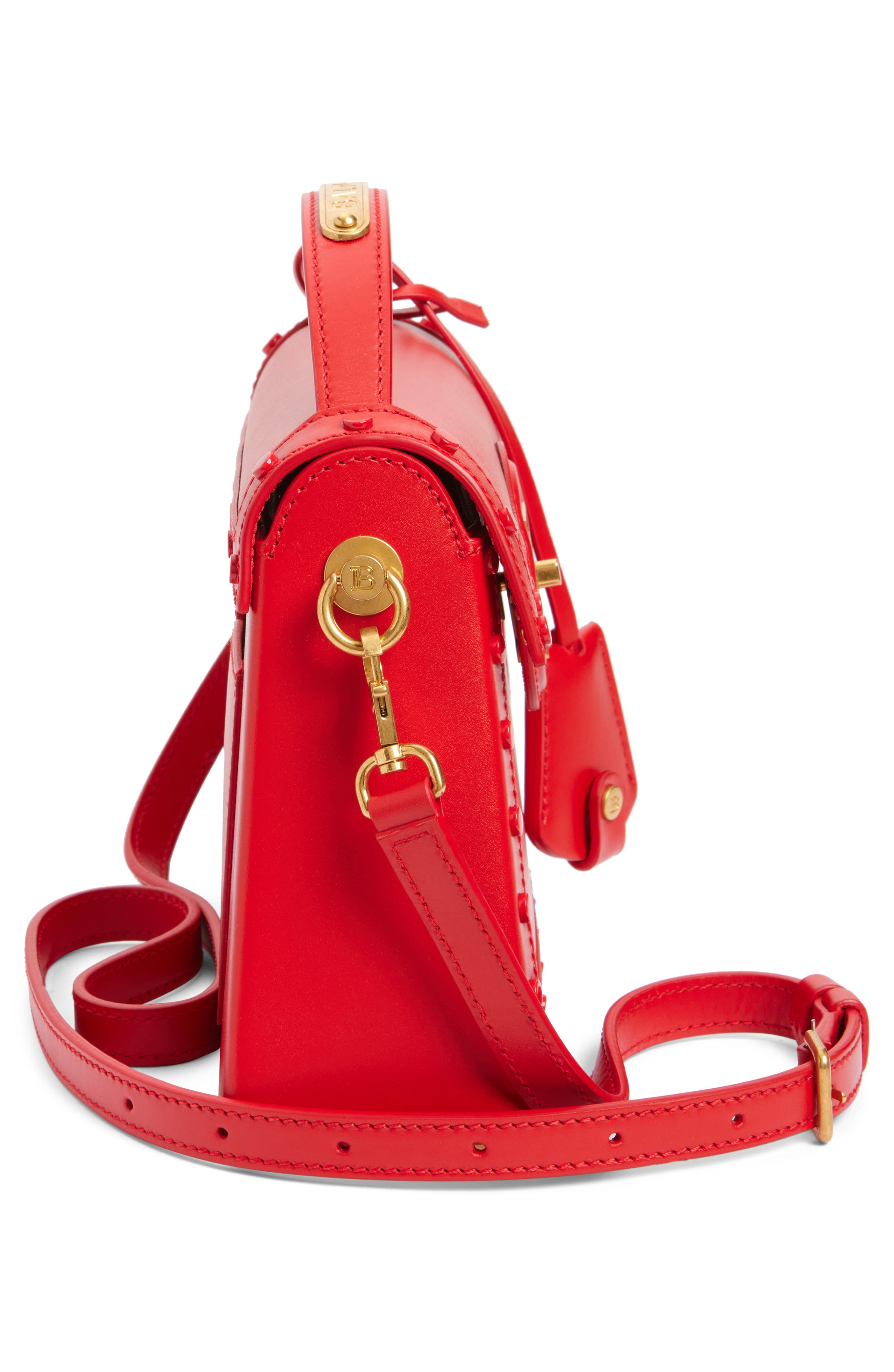 Balmain B-Buzz Dynasty Box Leather Top Handle Bag, Alternate, color, 