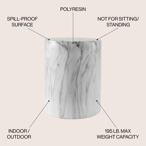 Jonathan Y Troy 16" Modern Minimalist Faux Marble Column Indoor/outdoor Accent Table In Black/white