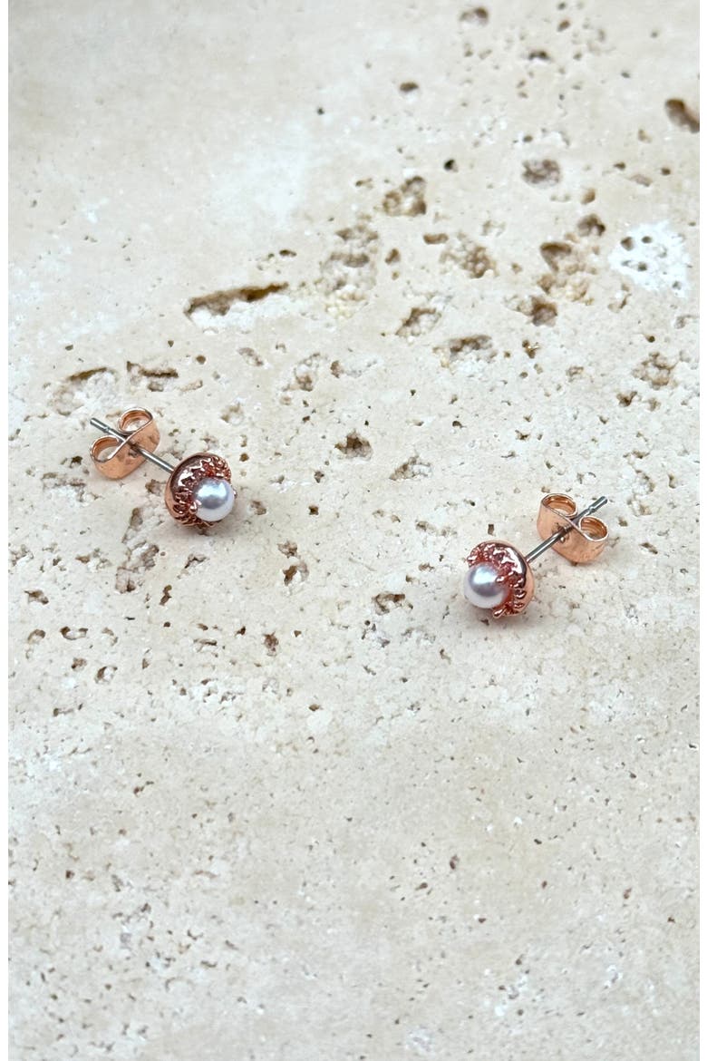 Freshwater Pearl Crystal Halo Stud Earrings, Alternate, color, WHITE