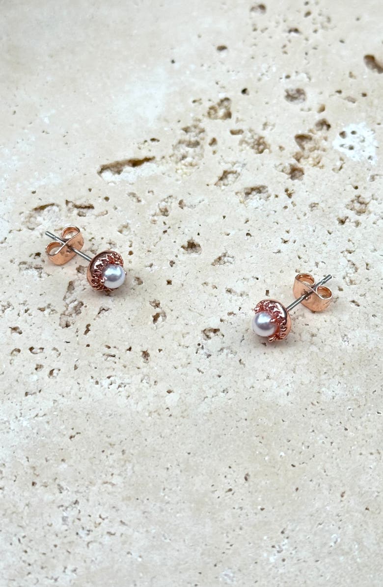 Adornia Freshwater Pearl Crystal Halo Stud Earrings, Alternate, color, White