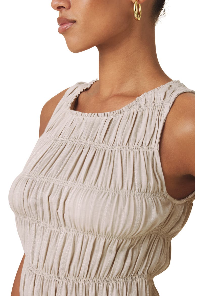 Bianca Smocked Crop Tank, Alternate, color, FAWN/ WHITE