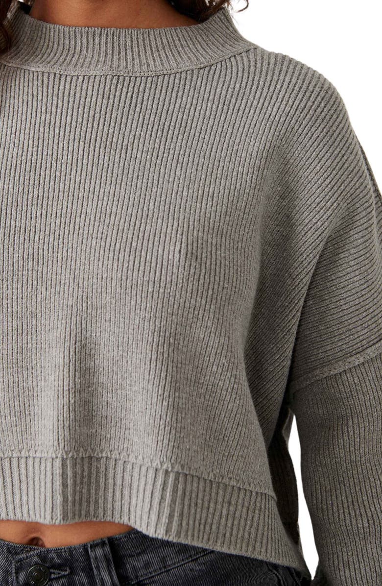 Free People Easy Street Crop Pullover, Alternate, color, Heather Grey