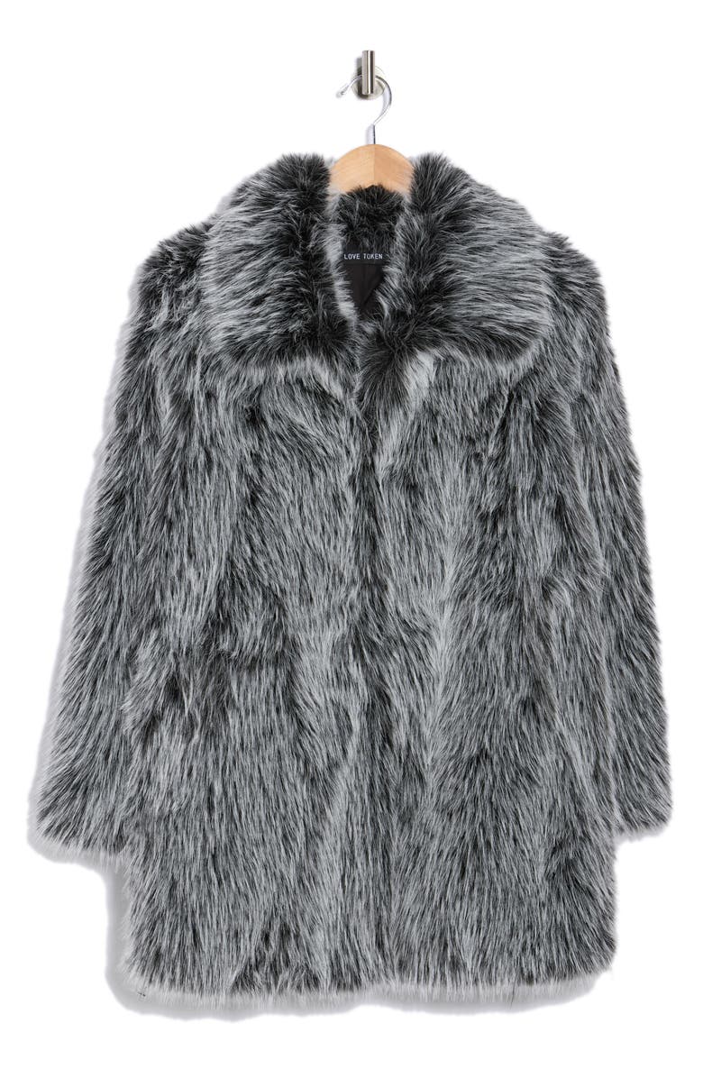 Love Token Victoria Faux Fur Coat, Main, color, Black