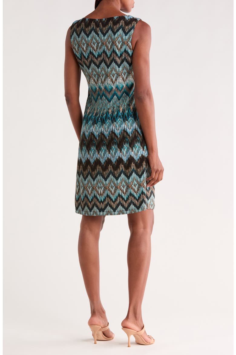 Chevron Print Sleeveless A-Line Dress, Alternate, color, PEACOCK