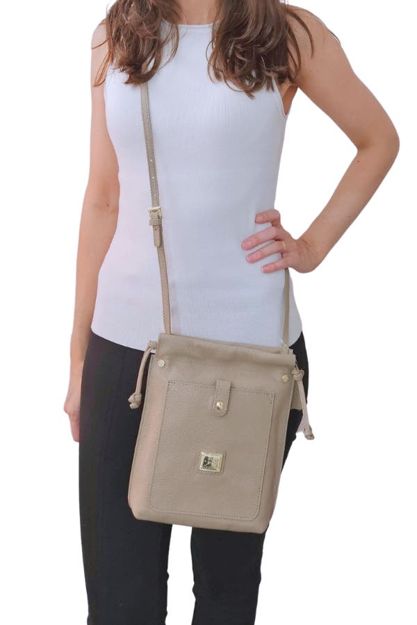 Muse 563 Pebbled Leather Small Crossbody Bag, Alternate, color, Light Sand