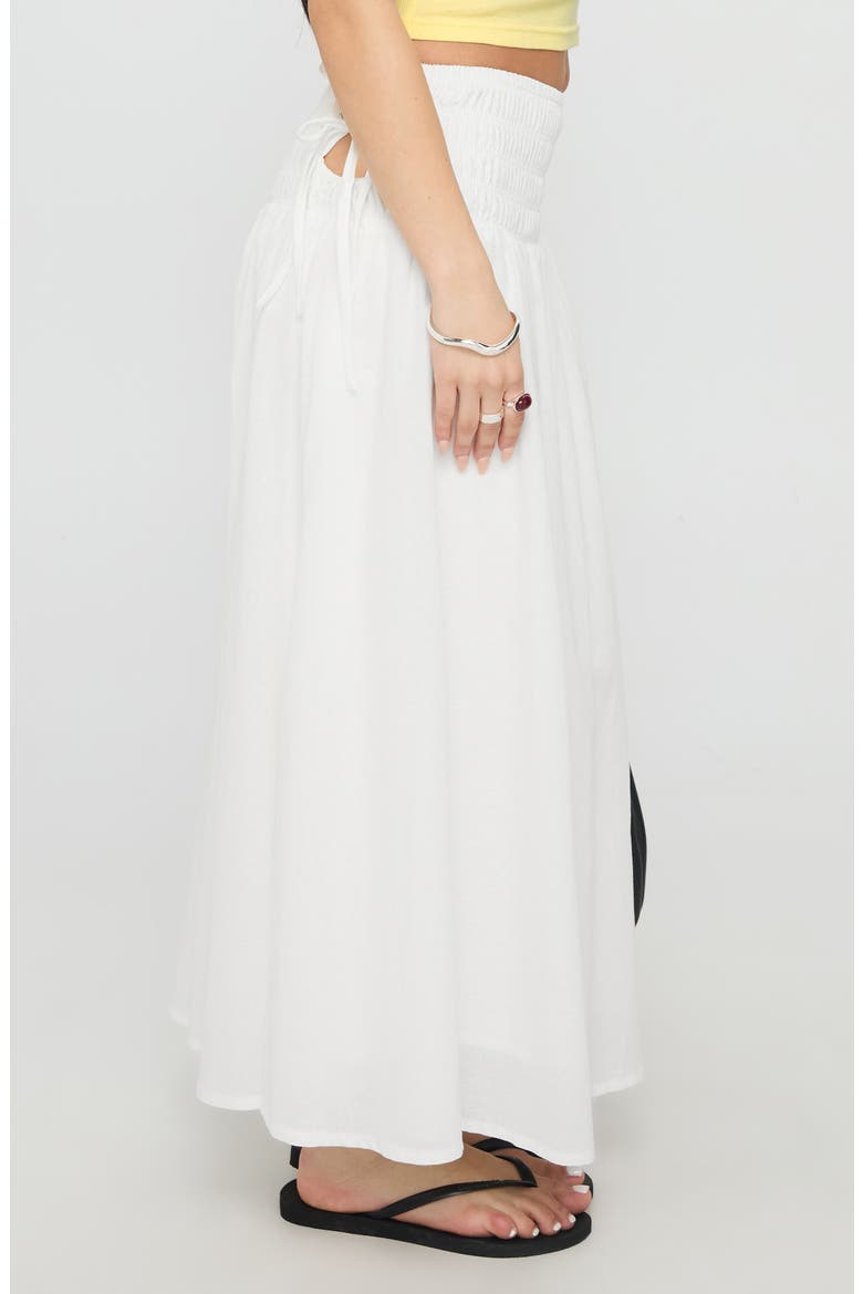 Venice Shirred Cotton & Linen Maxi Skirt, Alternate, color, WHITE