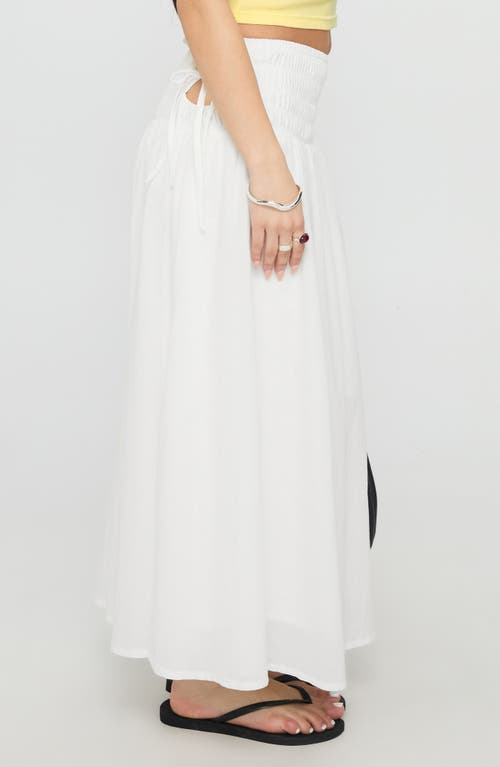 Princess Polly Venice Shirred Cotton & Linen Maxi Skirt In White