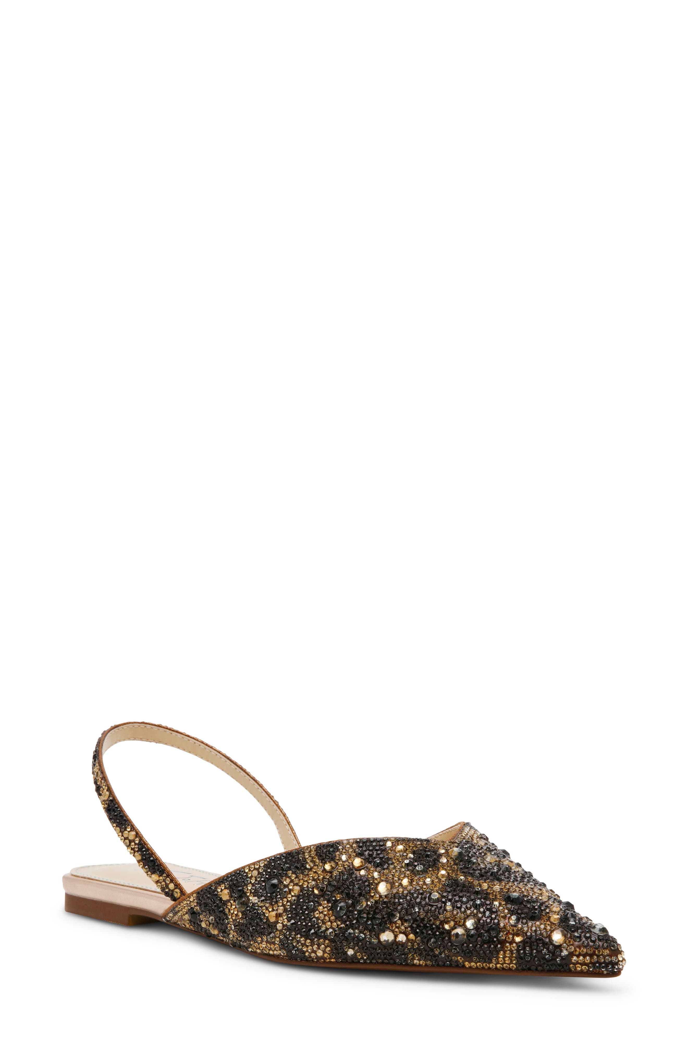 Betsey Johnson Vance Pointed Toe Slingback Flat in Leopard 