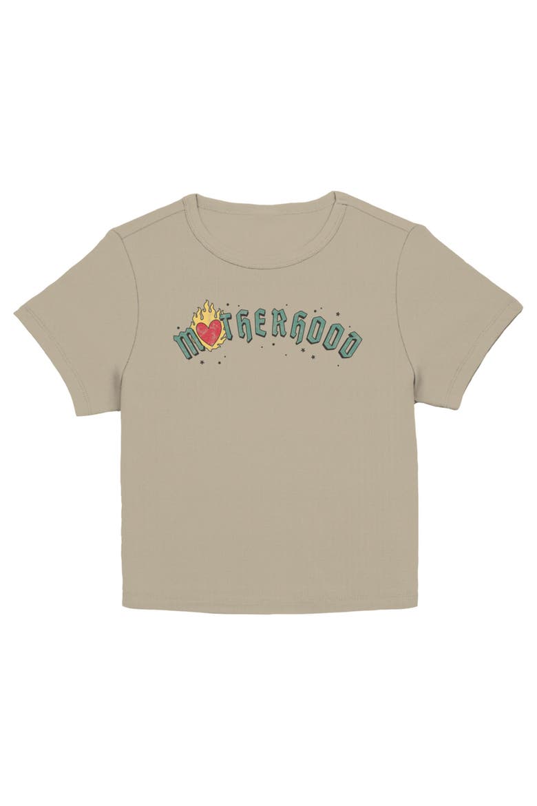 Junior's Motherhood Fire Heart Short Sleeve Baby T-shirt, Main, color, Plaza Taupe