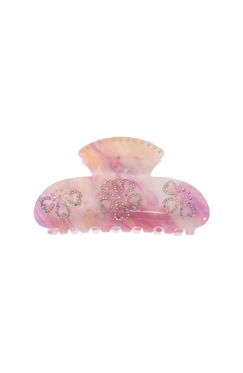 BY ADINA EDEN Rhinestone Pink Tie Dye Claw Clip, Main, color, 