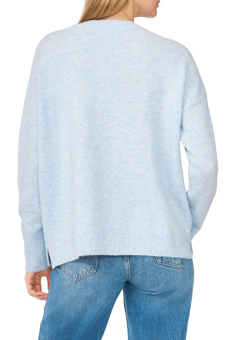 Snowflake Embroidered Crewneck Sweater, Alternate, color, BLUE ICE HEATHER