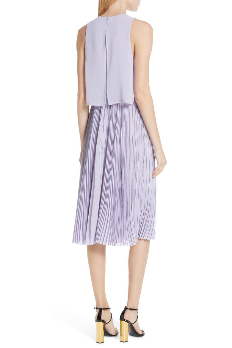 Jason Wu Pleated Popover Dress, Alternate, color, PASTEL MAUVE/ DARK NAVY