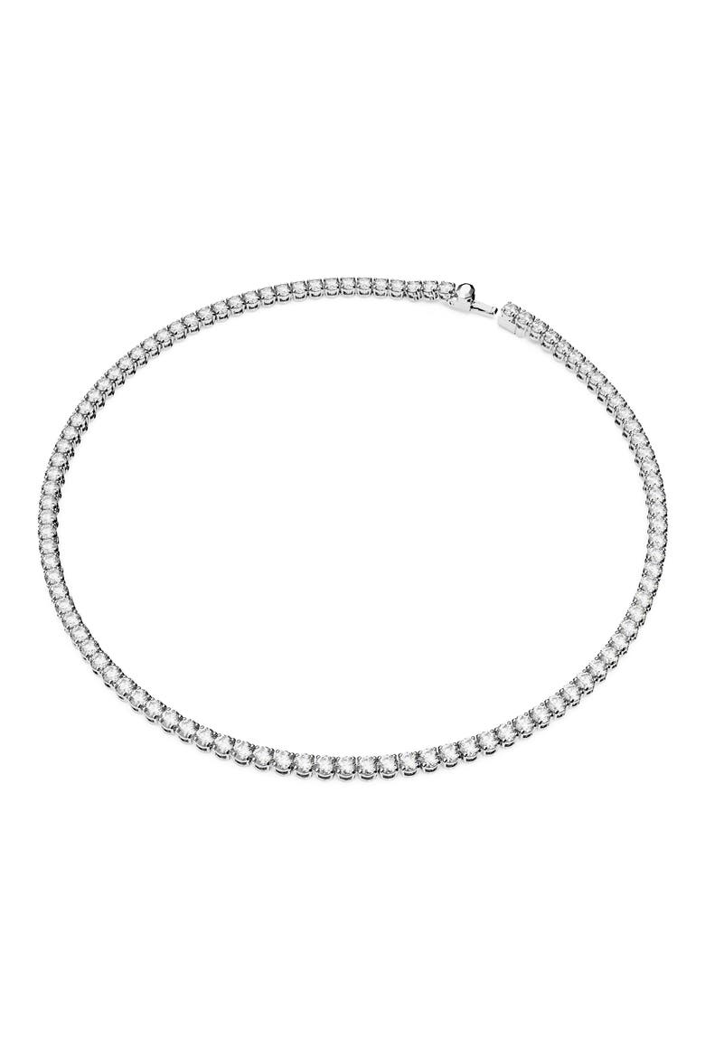 Matrix Crystal Tennis Necklace & Stud Earrings Set, Alternate, color, WHITE
