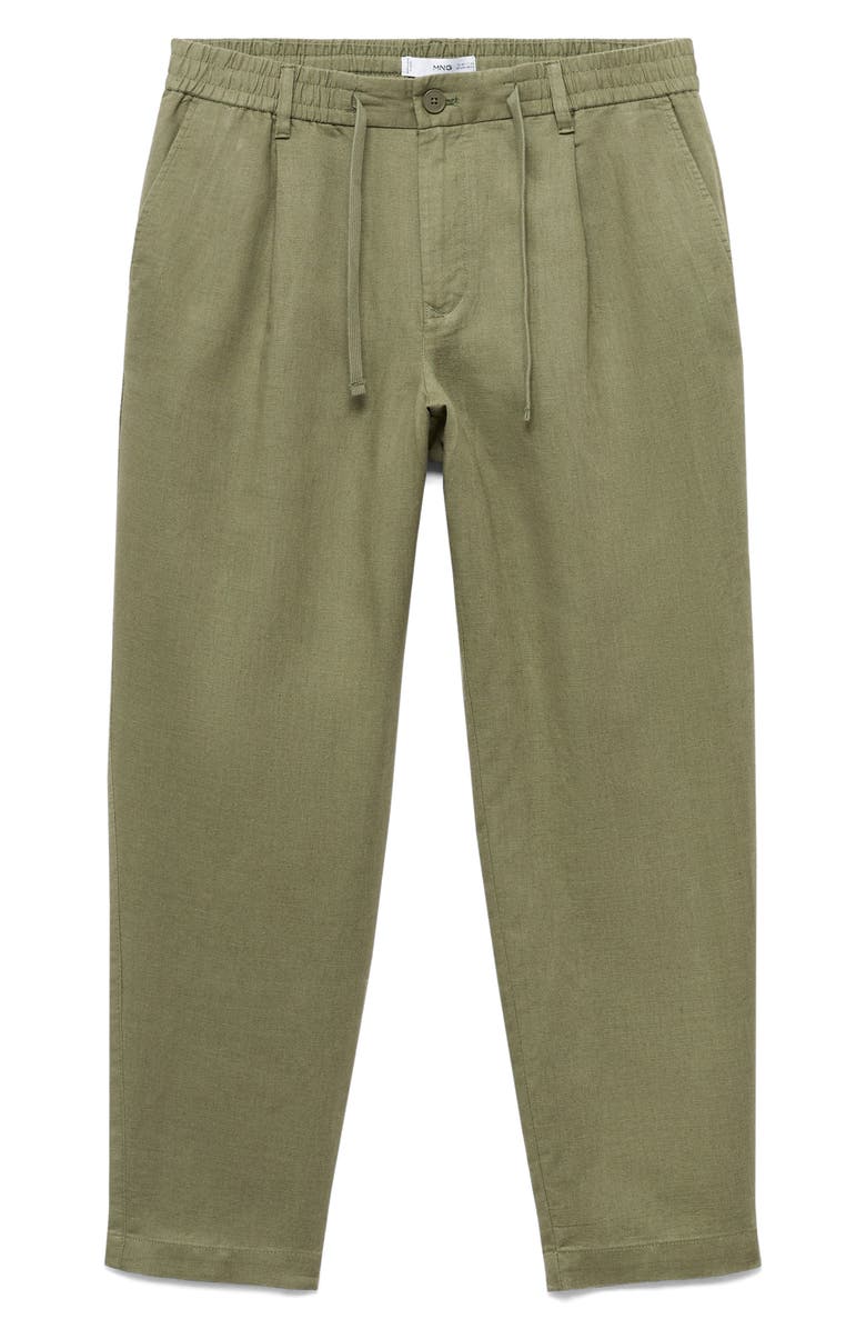 MANGO Slim Fit Drawstring Pants, Alternate, color, Khaki Green