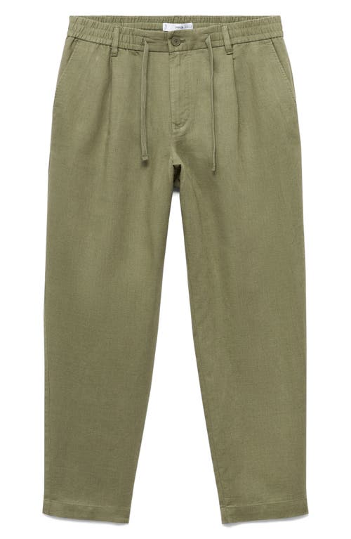 Mango Slim Fit Drawstring Pants In Green