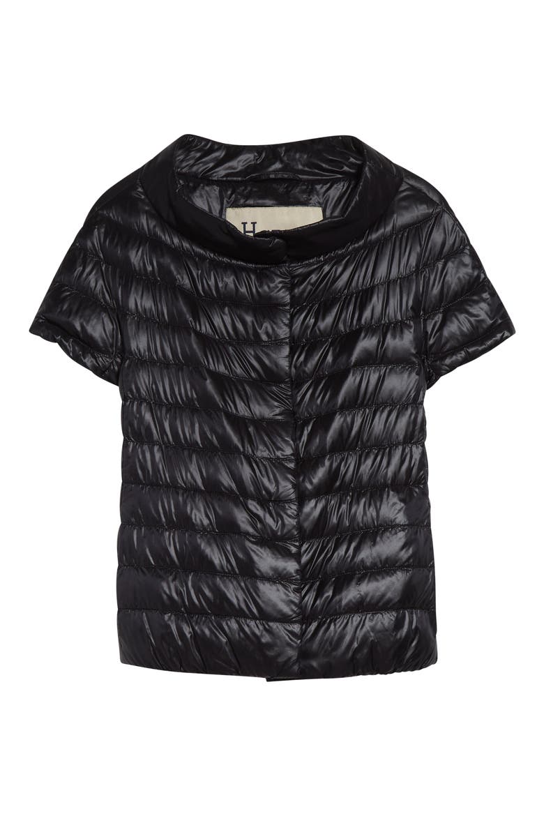 Emilia Cap Sleeve Quilted Down Jacket, Alternate, color, NERO
