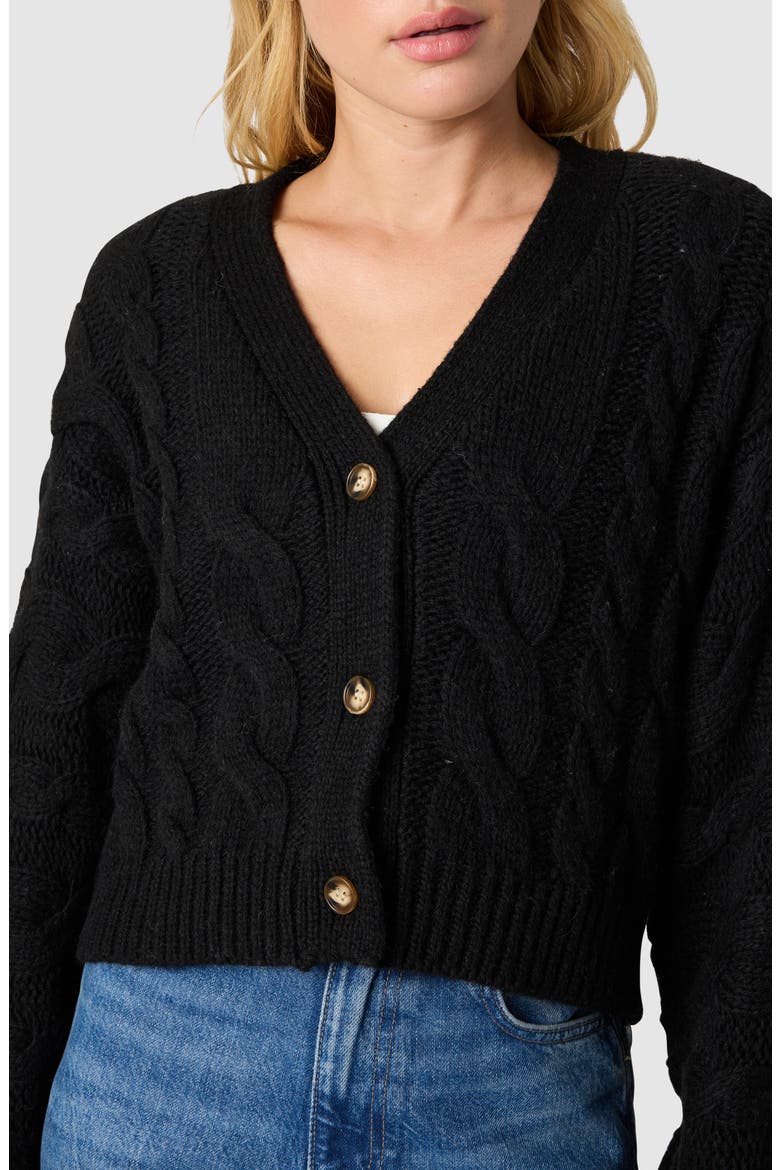 Cable Stitch Cardigan, Alternate, color, BLACK
