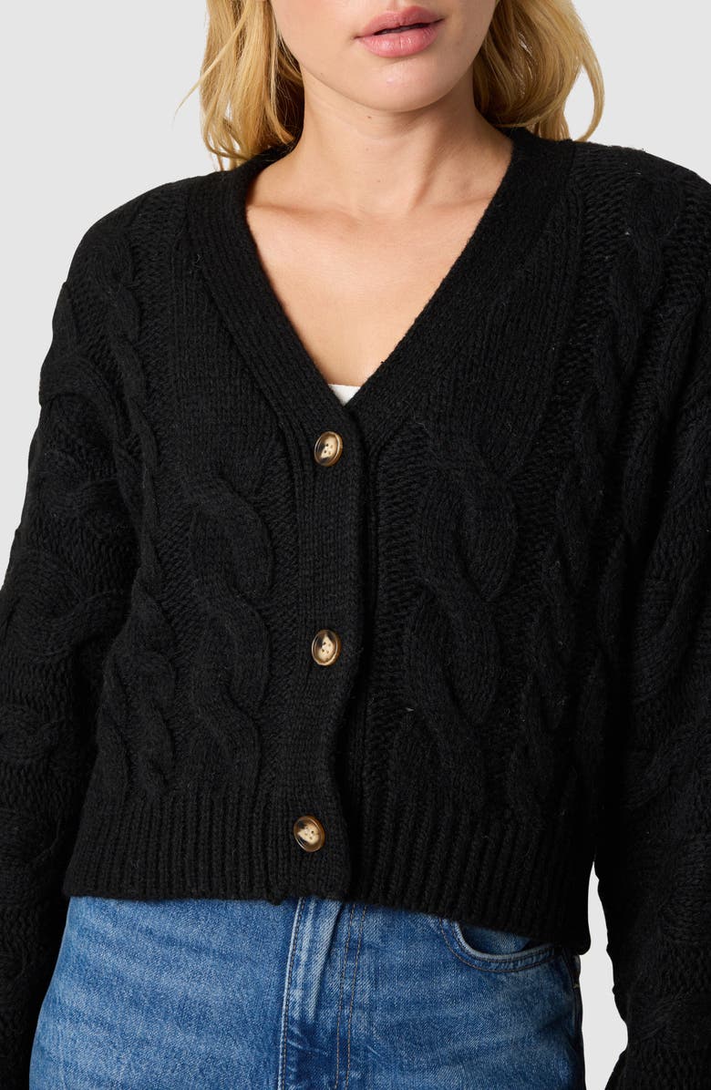 All in Favor Cable Stitch Cardigan, Alternate, color, Black