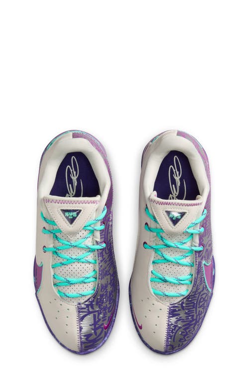Nike Kids' Lebron Xxii Basketball Shoe In Soft Pearl/turquoise/purple
