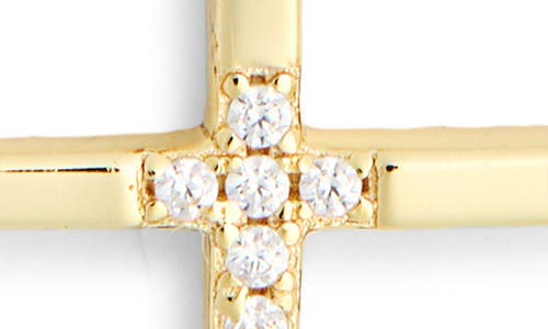 Argento Vivo Sterling Silver Cubic Zirconia Cross Necklace In Gold