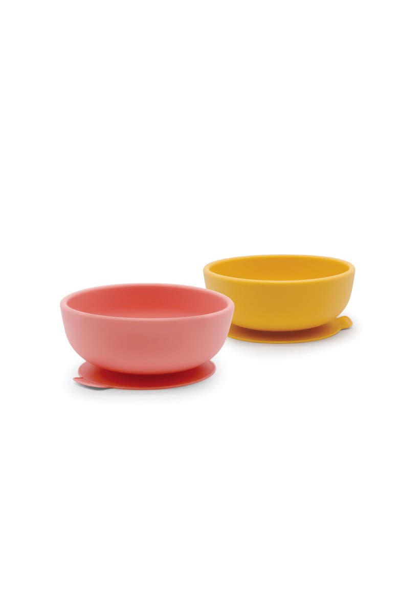 Silicone Suction Baby Bowl Set, Main, color, Coral / Mimosa