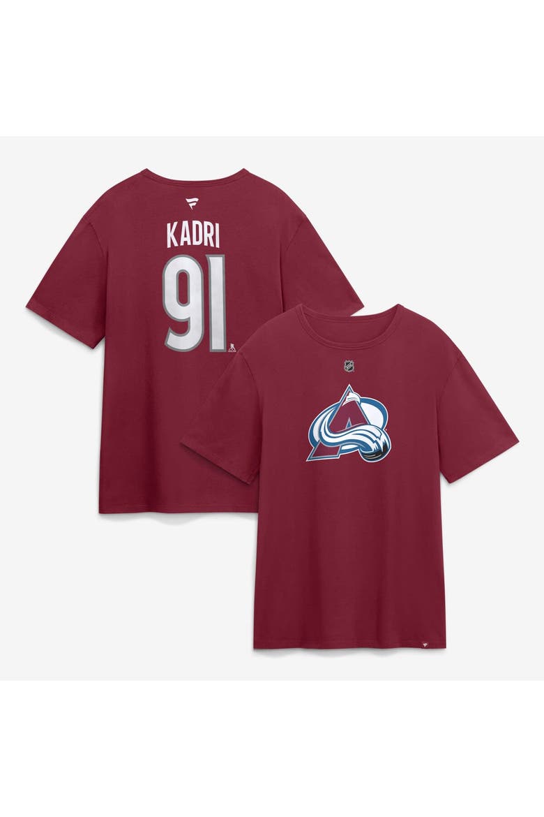 Men's Fanatics Nazem Kadri Burgundy Colorado Avalanche Authentic Stack Name & Number T-Shirt, Main, color, Burgundy