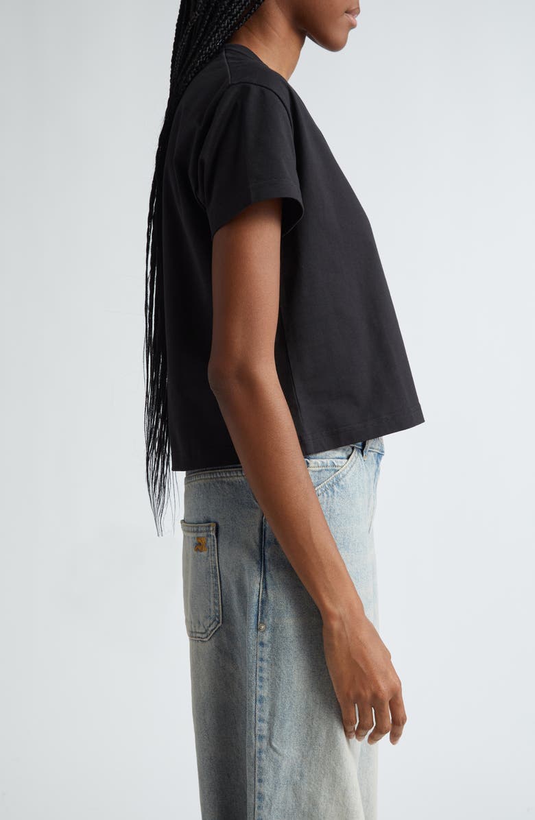 Courrèges Deep V-Neck Crop Cotton T-Shirt, Alternate, color, 