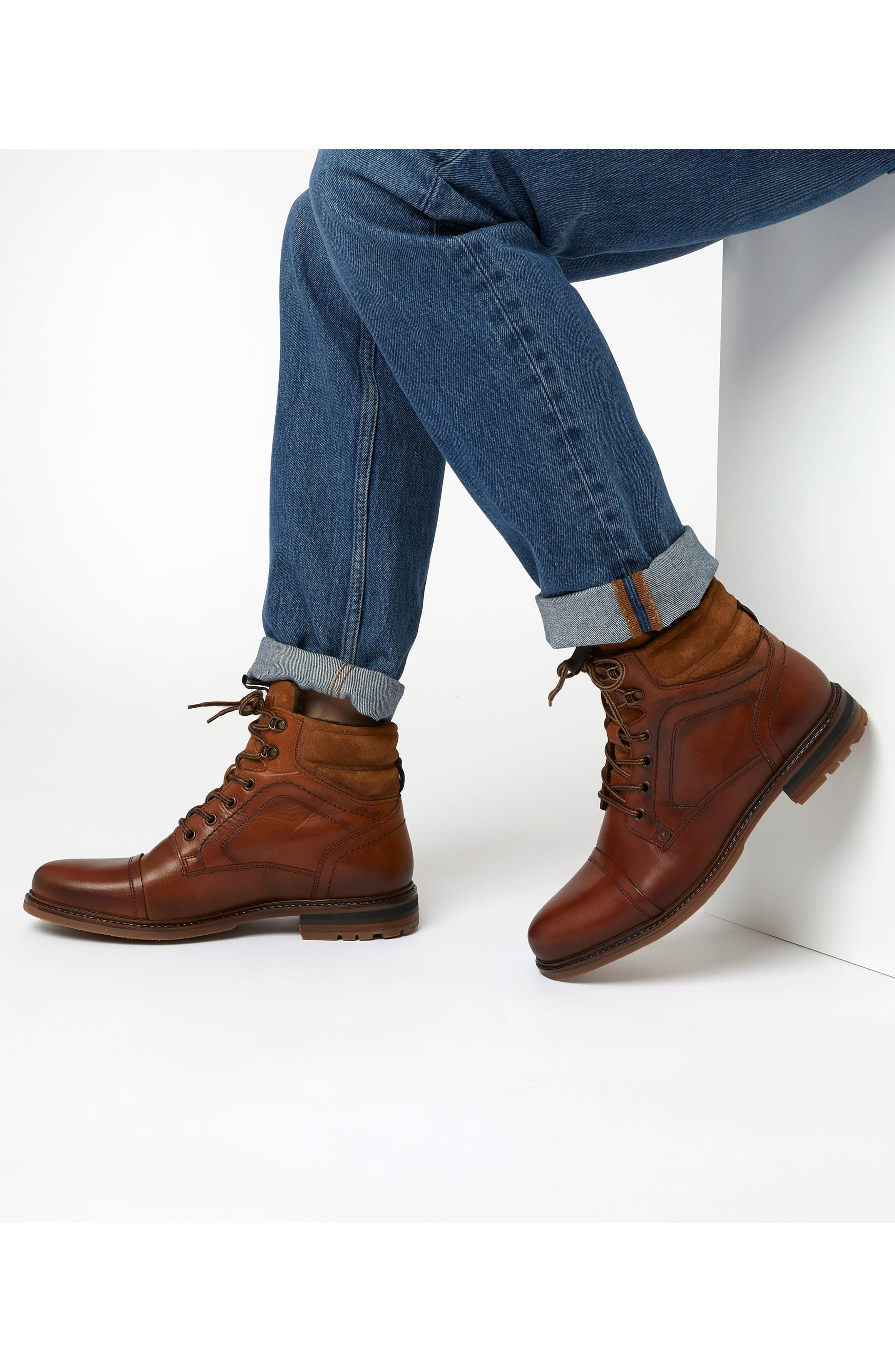 Candor Lace-Up Cap Toe Boot, Alternate, color, TAN