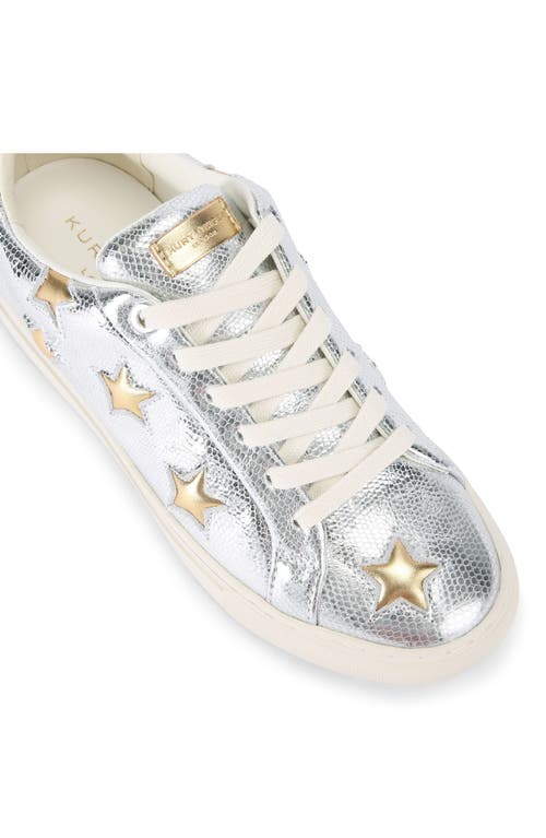 Kurt Geiger Womens Lane Star Snakeskin-embossed Metallic-leather Low-top Trainers Silv