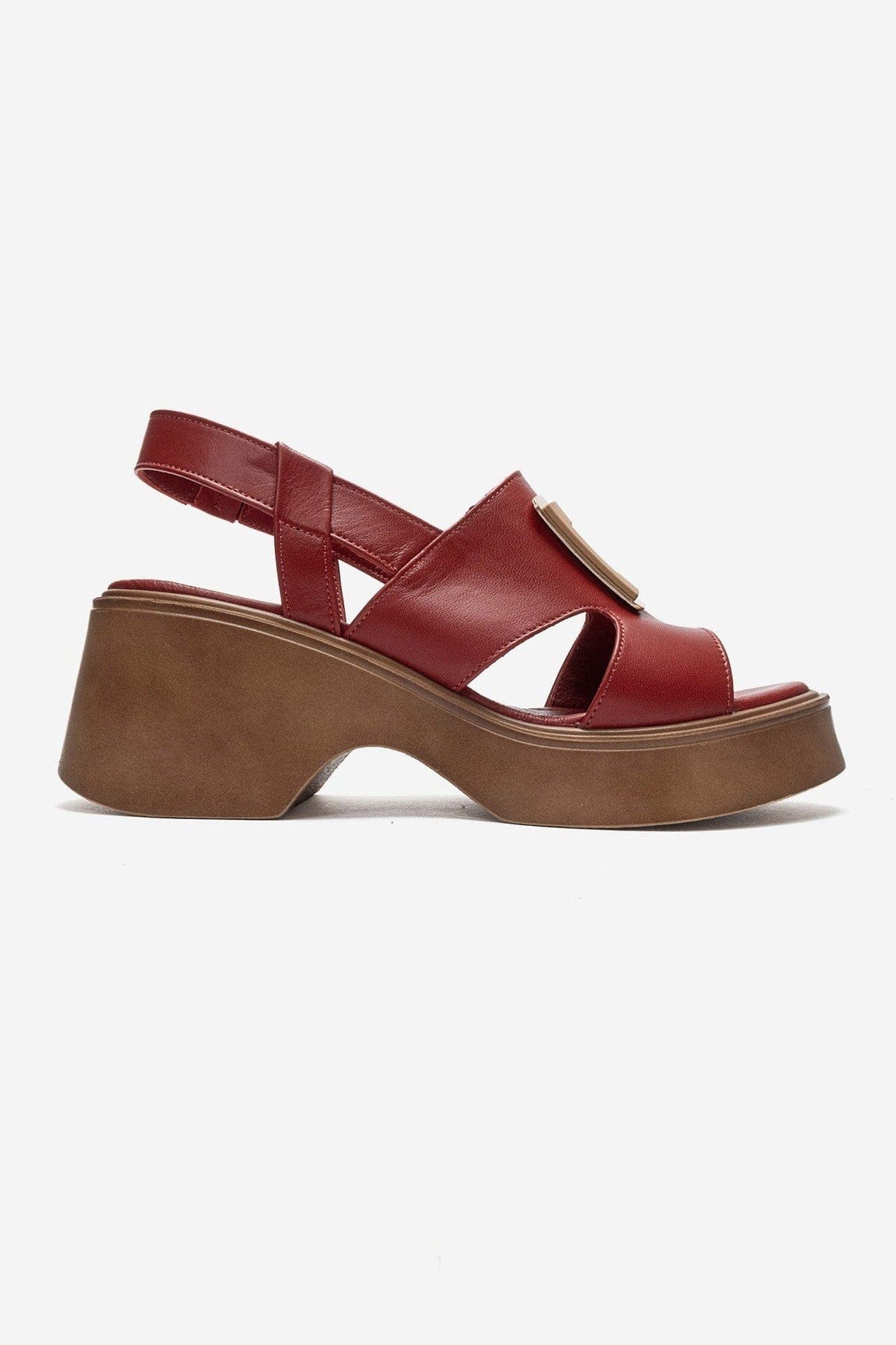 Lucia Leather Buckle Platform Sandal, Alternate, color, Red