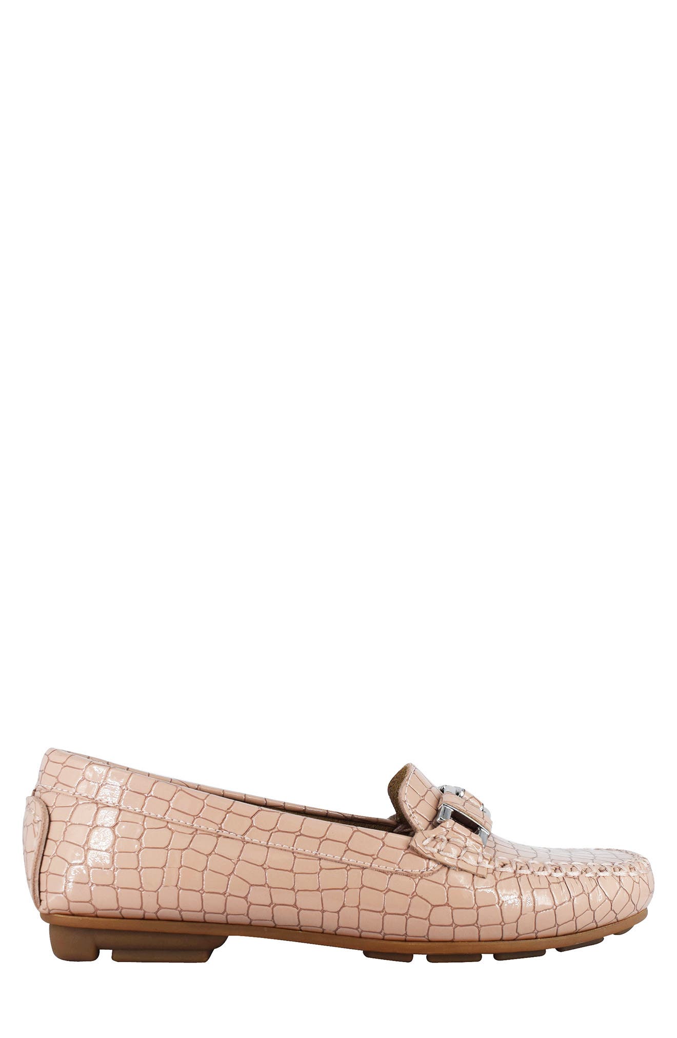 Croc Embossed Leather Bit Loafer, Alternate, color, BARLEY