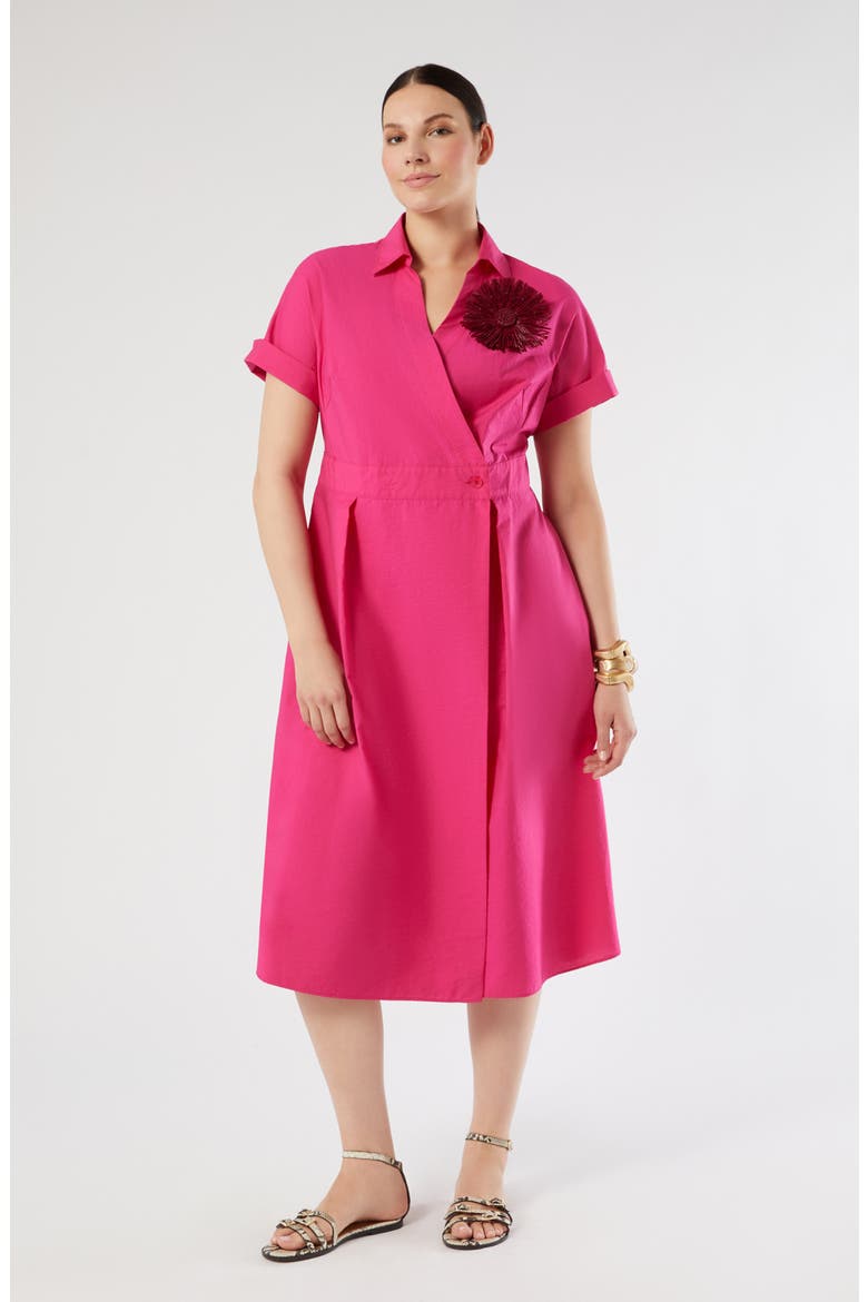 Gabbia Wrap Midi Dress, Alternate, color, FUCHSIA