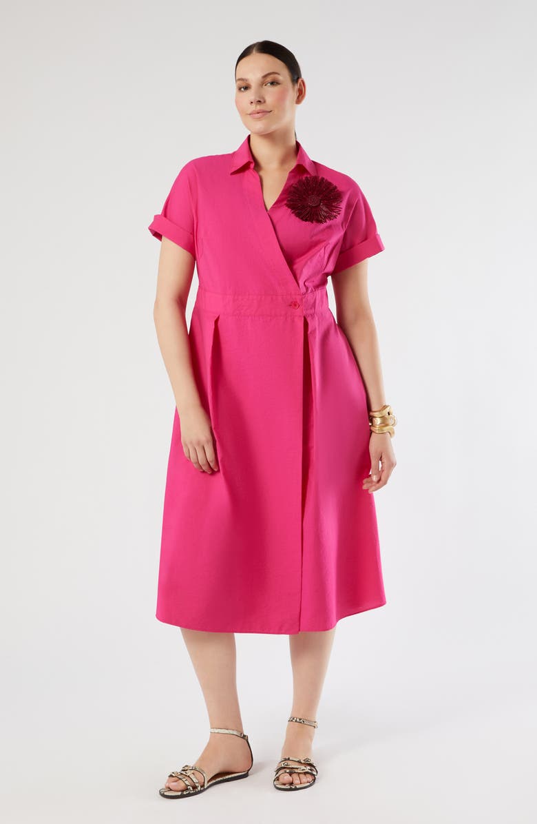 Marina Rinaldi Gabbia Wrap Midi Dress, Alternate, color, Fuchsia