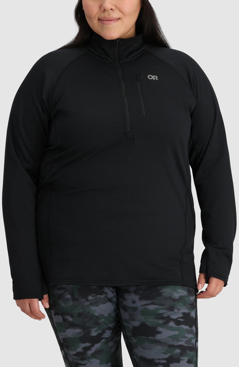 Outdoor Research Vigor Grid Fleece Half Zip, Main, color, Black
