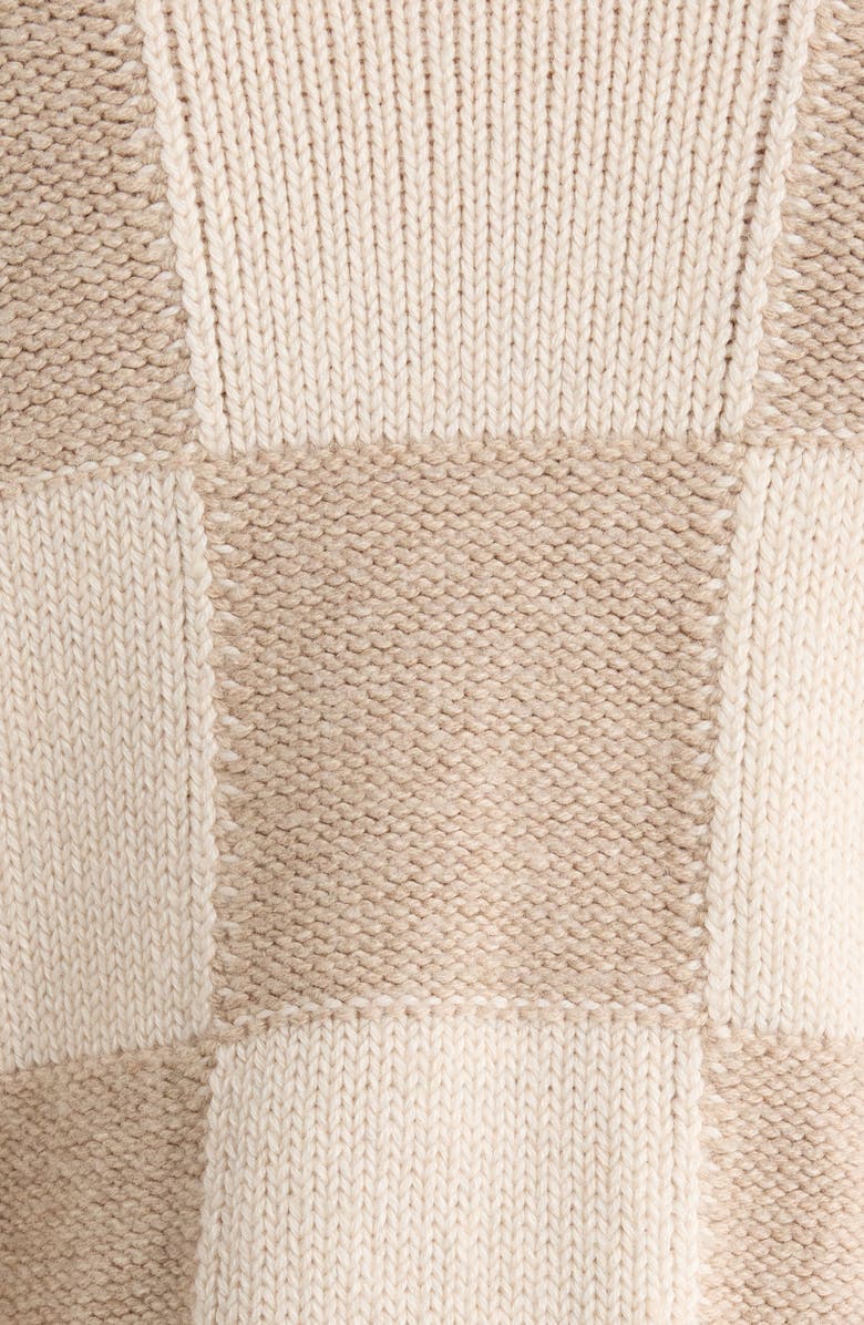 Splendid Thea Check Crop Turtleneck Sweater, Alternate, color, Pale Oak White/ Brown