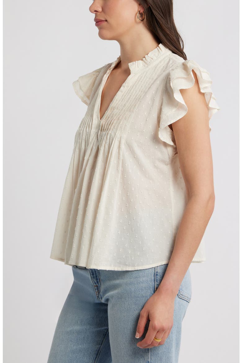 Ruffled Pleated Top, Alternate, color, IVORY PRISTINE