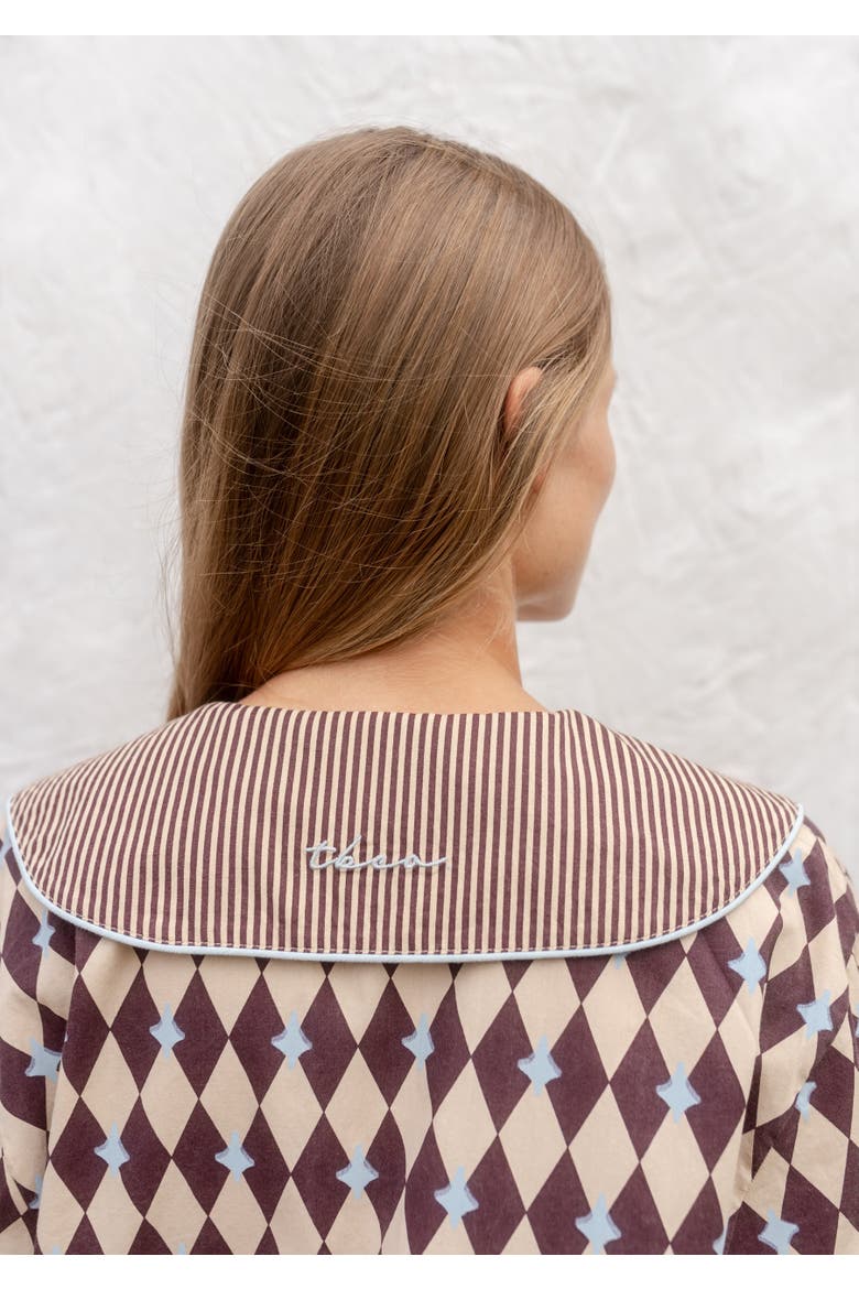 Cotton Harlequin Collar Pajamas, Alternate, color, Camel Harlequin