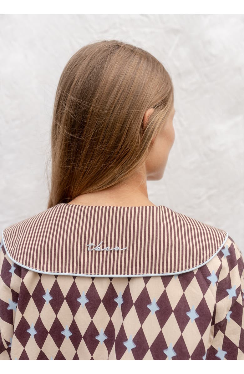 TBCo Cotton Harlequin Collar Pajamas, Alternate, color, Camel Harlequin