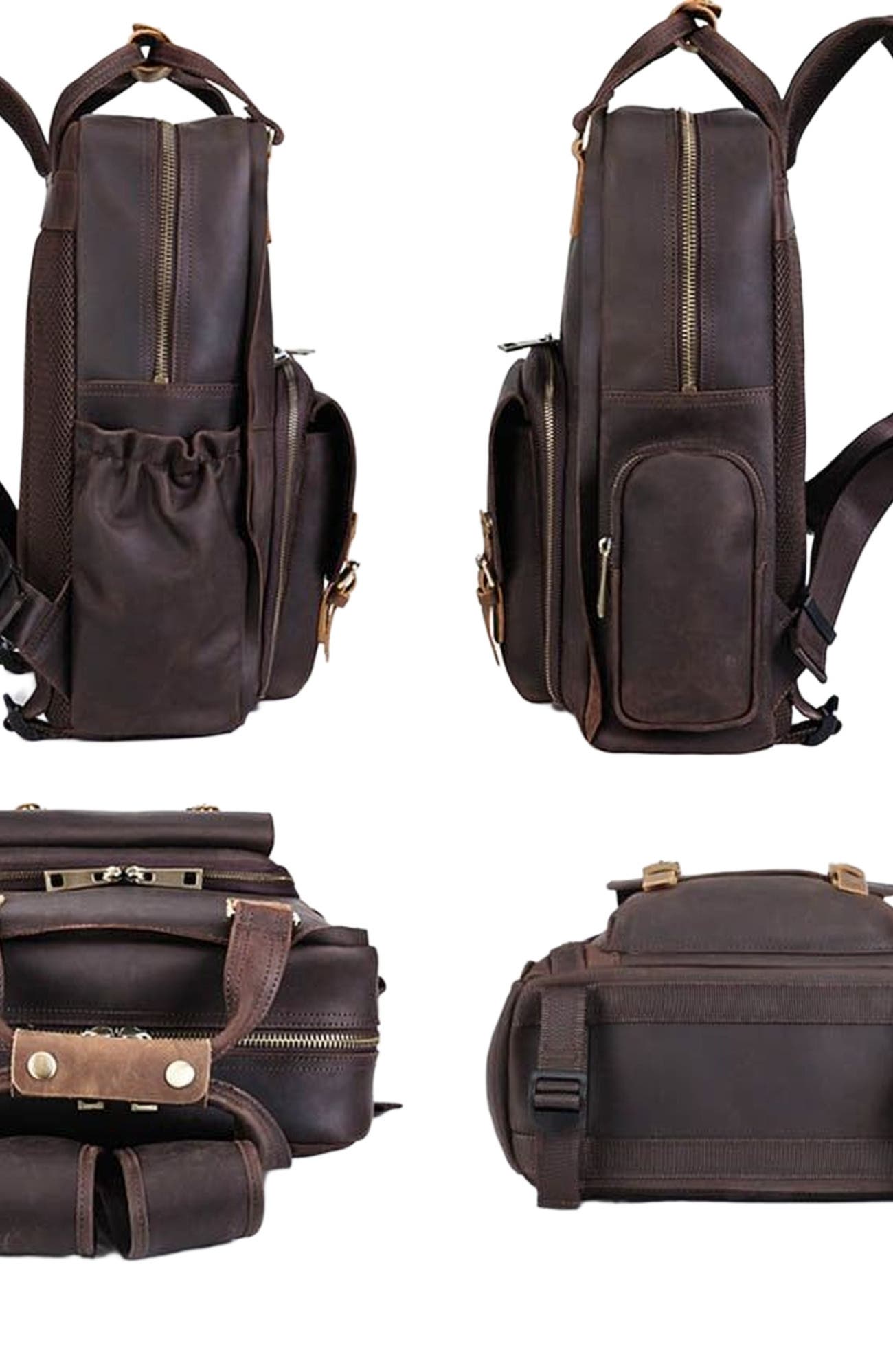 STEEL HORSE LEATHER The Gaetano | Large Leather Backpack Camera Bag with Tripod Holder, Alternate, color, Dark Brown