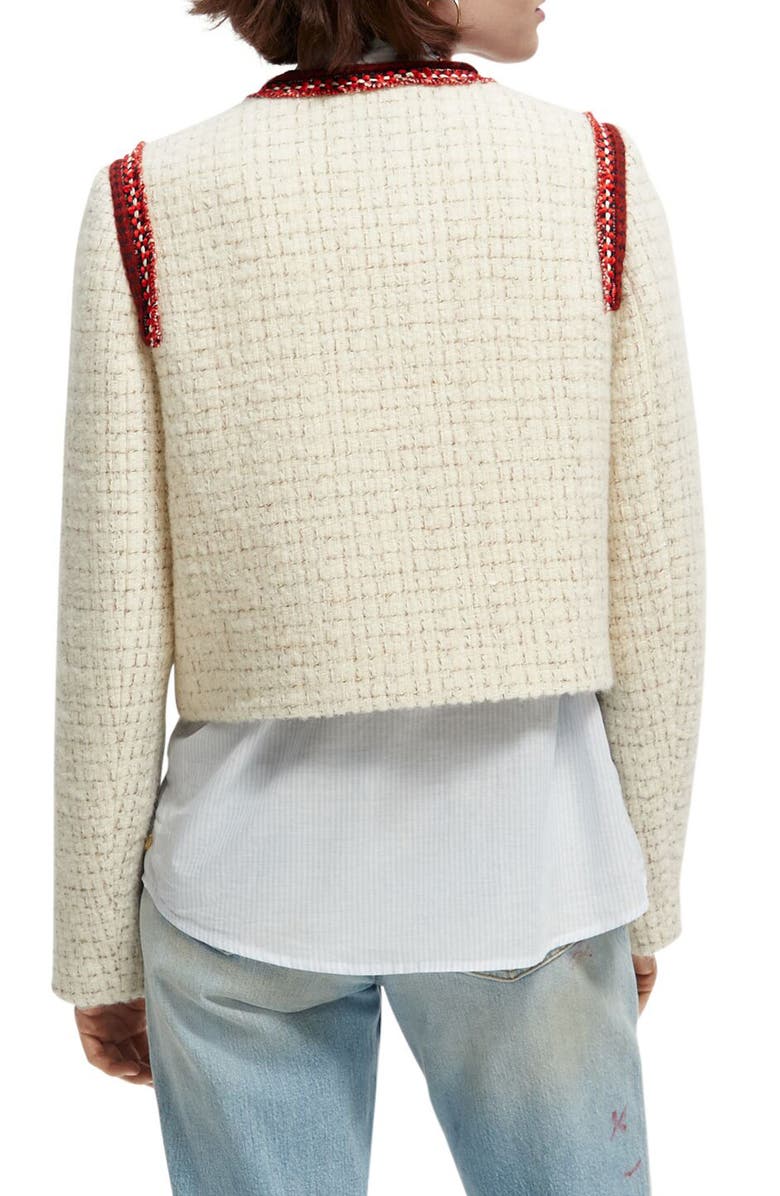 Scotch & Soda Wool Blend Crop Tweed Jacket, Alternate, color,