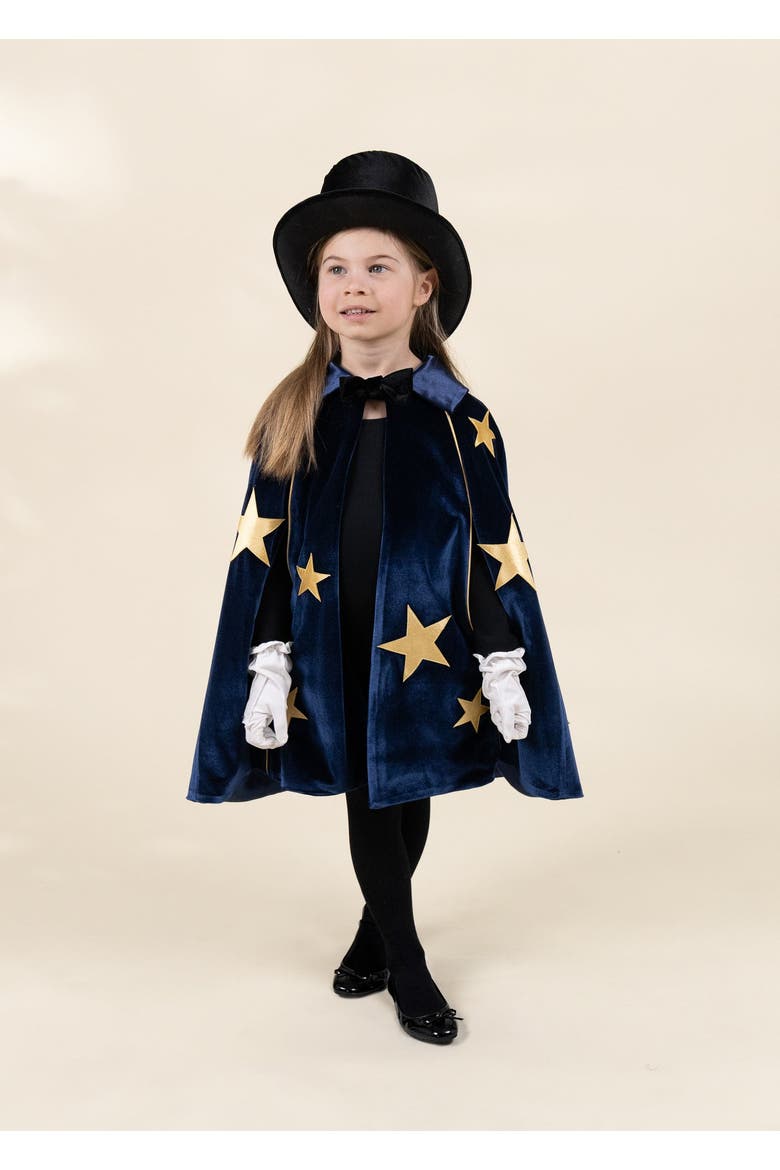 Wizard Cape Play Costume with Hat & Gloves, Main, color, Black