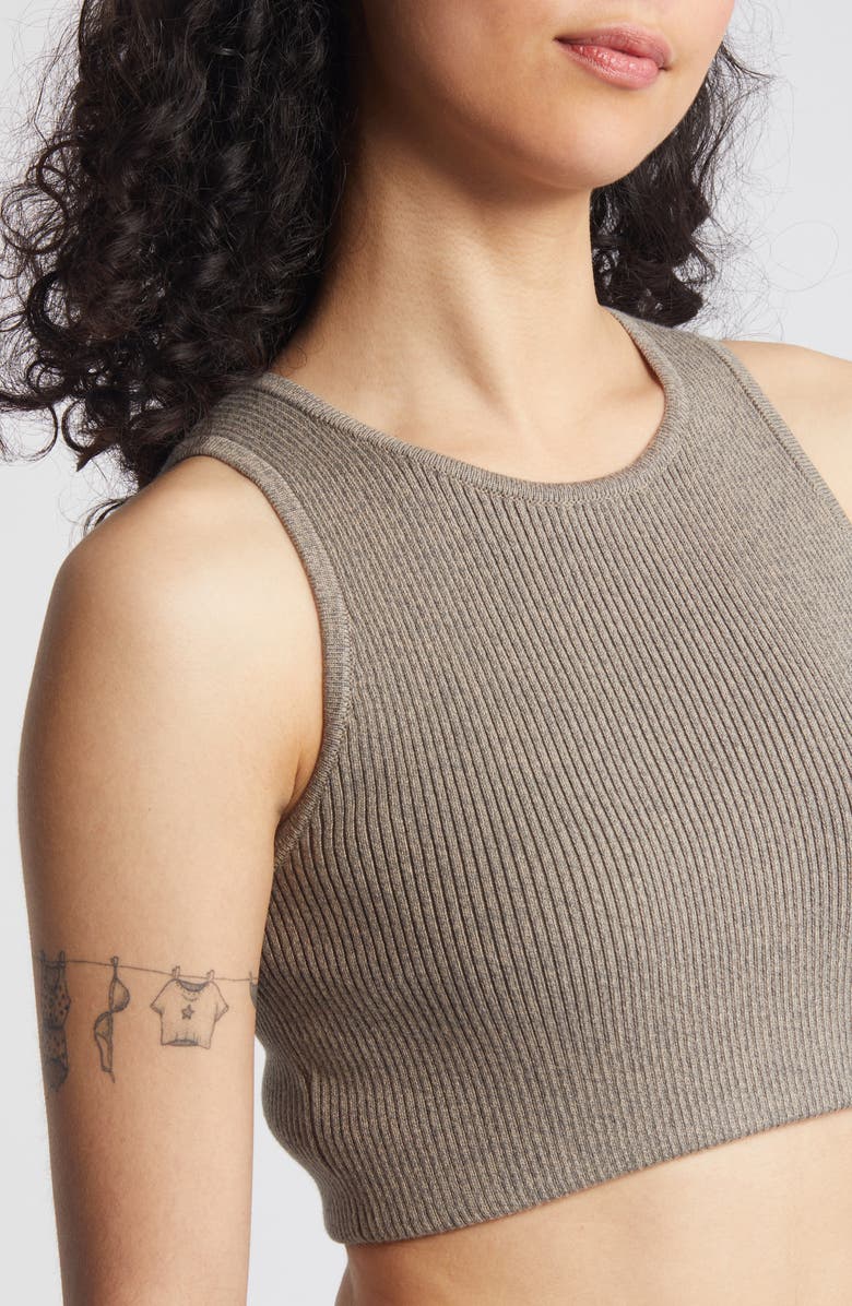 Fear of God Essentials Sport Rib Cotton Blend Crop Tank, Alternate, color, Heather Grey